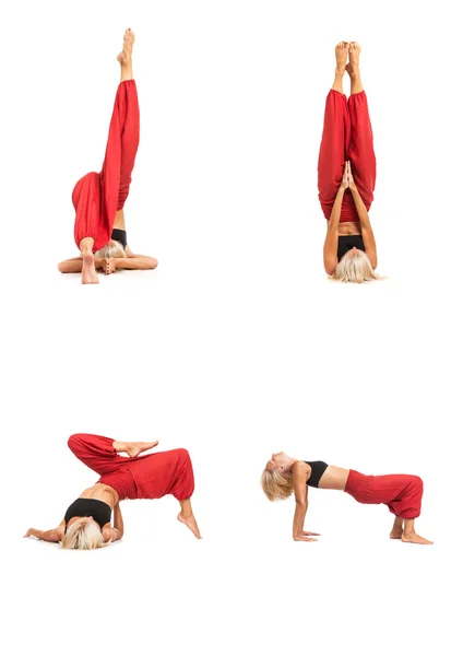 Yoga praktizieren. junge Frau isoliert auf weißem Hintergrund — Stockfoto