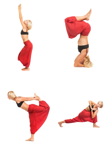 Praticar Yoga. Jovem mulher isolada no fundo branco — Fotografia de Stock