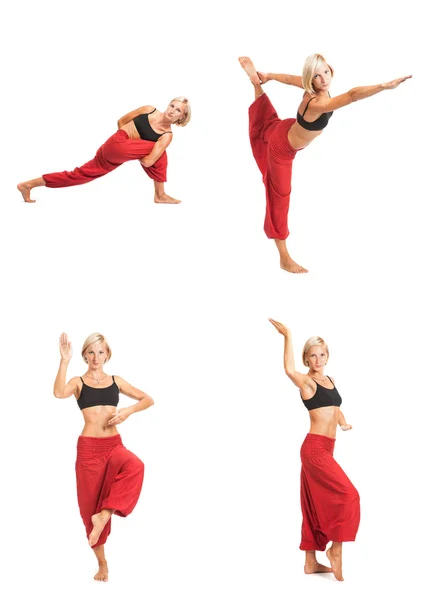 Practicar Yoga. Mujer joven aislada sobre fondo blanco — Foto de Stock