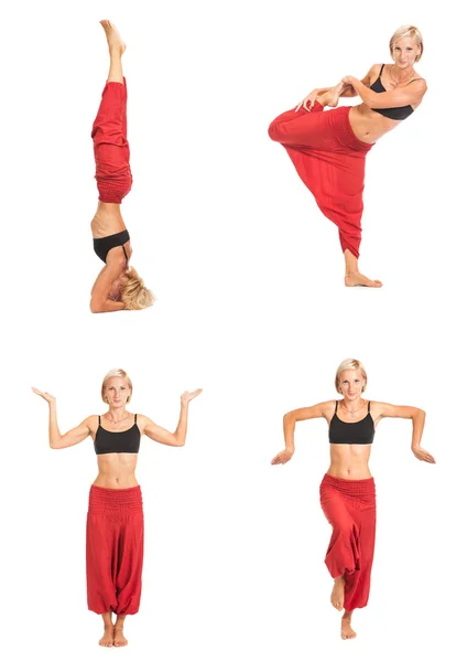 Practicar Yoga. Mujer joven aislada sobre fondo blanco —  Fotos de Stock