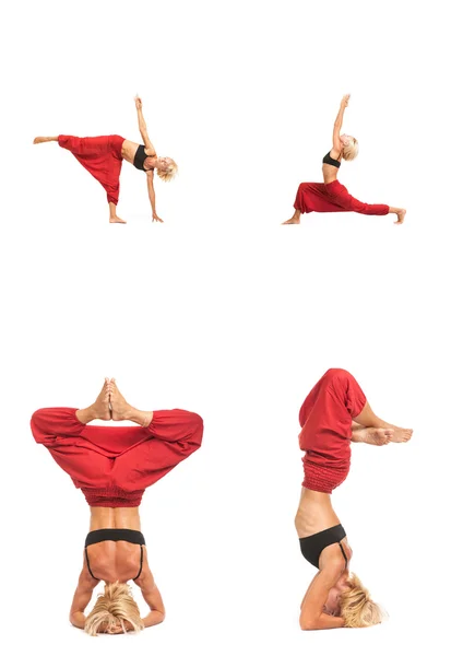 Pratico Yoga. Giovane donna isolata su sfondo bianco — Foto Stock