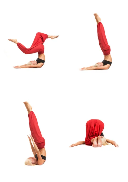 Practicar Yoga. Mujer joven aislada sobre fondo blanco —  Fotos de Stock