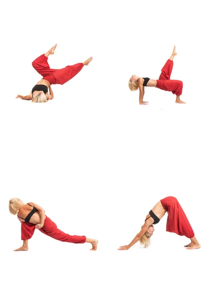 Practicar Yoga. Mujer joven aislada sobre fondo blanco —  Fotos de Stock