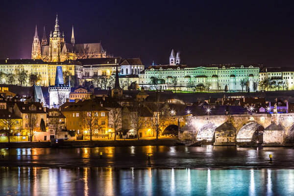 Prague gothic Castle with Charles Bridge