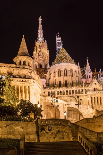 Fisherman's bastion night view — Stock Photo, Image