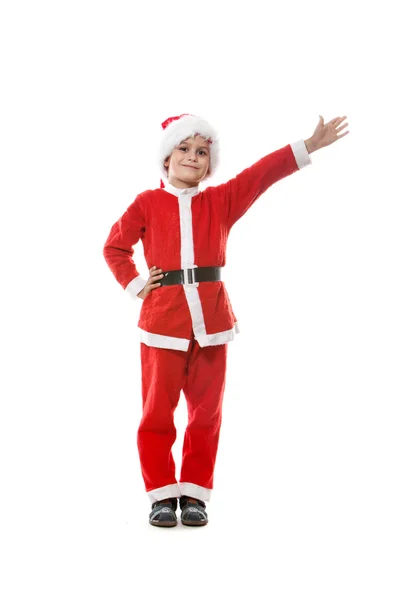 Menino vestido de Papai Noel — Fotografia de Stock