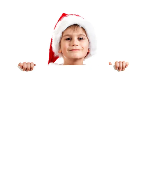 Papai Noel segurando um pôster de Natal — Fotografia de Stock