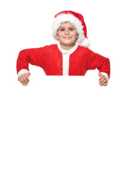 Santa sosteniendo un cartel de Navidad —  Fotos de Stock