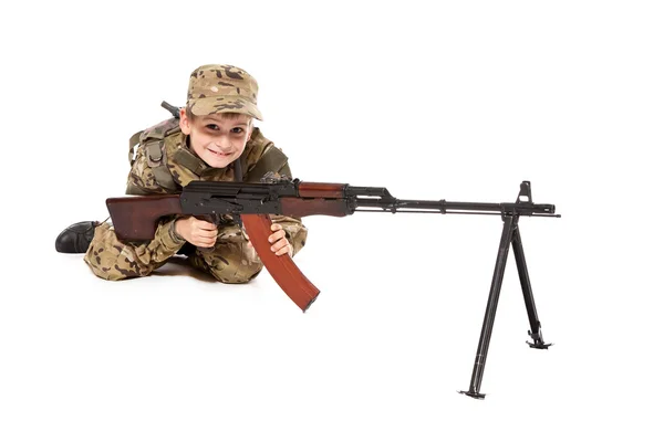 Young soldier with rifle — Stock Photo, Image