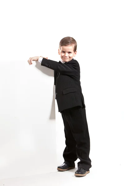 Boy holding a banner — Stock Photo, Image