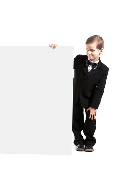 Boy holding a banner — Stock Photo, Image