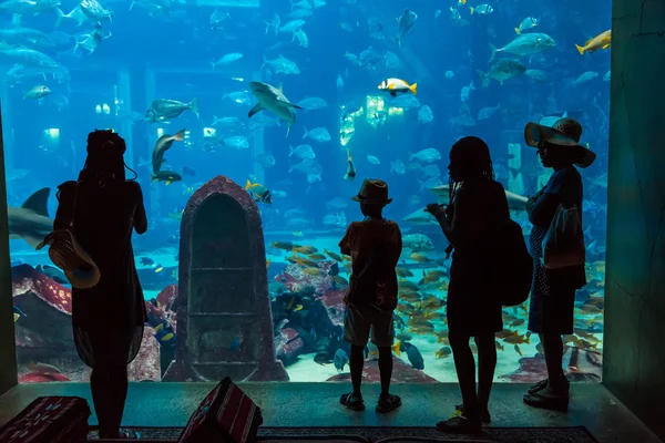 Aquarium in een hotel atlantis in dubai — Stockfoto