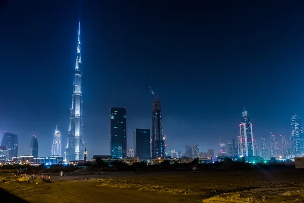 Dubai panorama och burj khalifa — Stockfoto