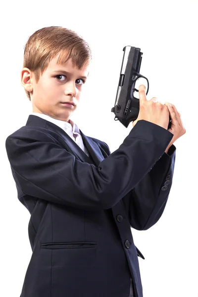 Junge mit Waffe — Stockfoto