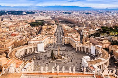 Roma, İtalya. Vatikan'ın ünlü Aziz Petrus Meydanı