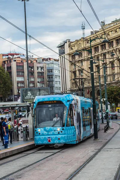 modern tram on a brdige in Istanbul