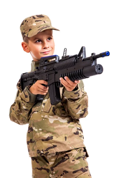 Young soldier with rifle — Stock Photo, Image