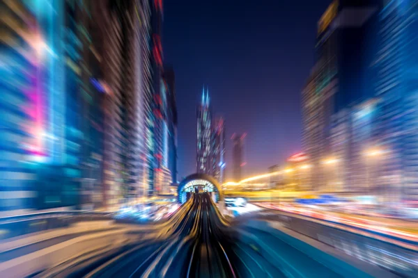 Dubai metro railway in motion blur — Stock Photo, Image