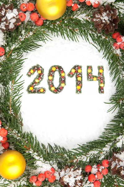 Vánoční přání s vánoční ornamen 2014 — Stock fotografie