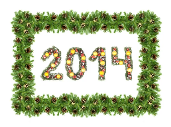 Julkort med en jul ornamen 2014 — Stockfoto