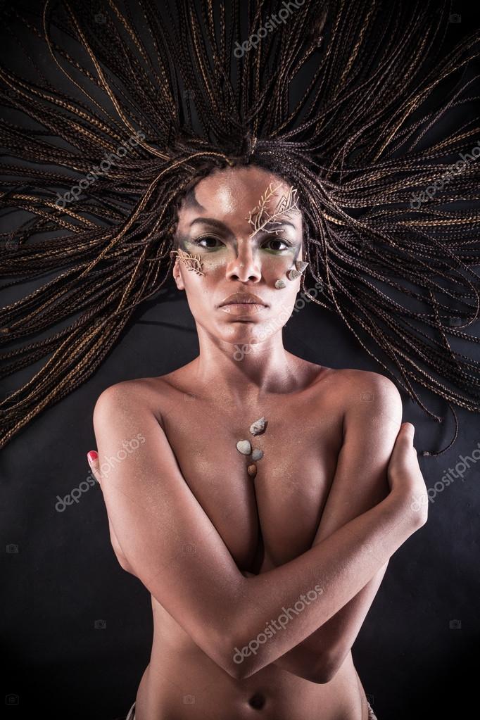 Portrait of a naked african american woman with dreadlocks Stock Photo by ©bloodua 35294597