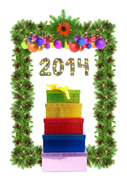 Christmas card with a christmas ornament 2014 — Stock Photo, Image