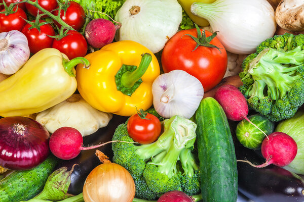 Group of fresh vegetables isolated on a white background