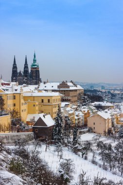 kış, panorama ve cityscape Prag