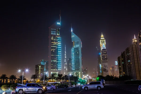 Дубай Dowtown в ngiht, Об'єднані Арабські Емірати — стокове фото