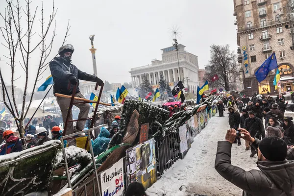 Протест против президента Януковича на Евромайдане в Киеве — стоковое фото