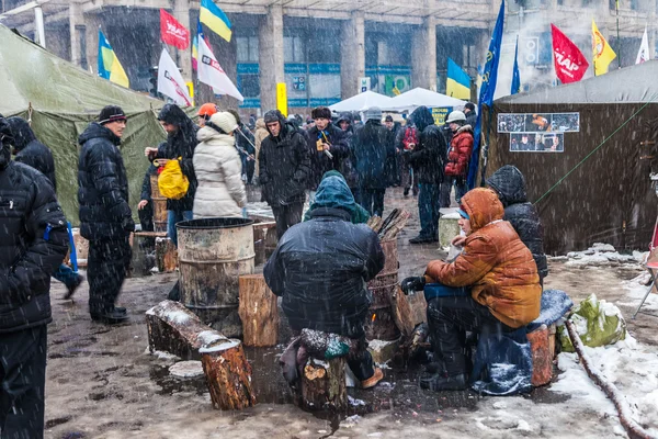 Protest på Euromaydan i Kiev mot president Janukovytsj – stockfoto