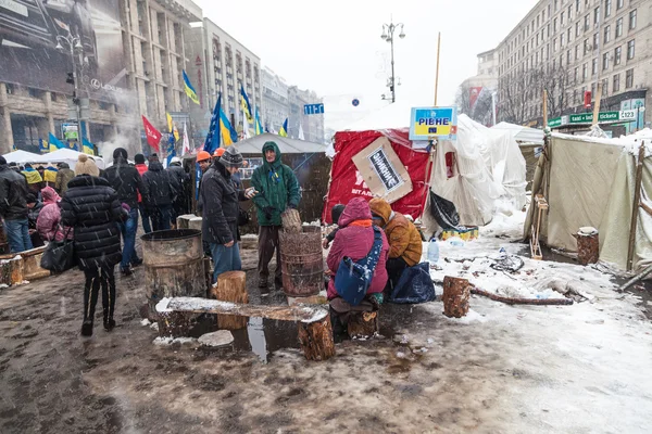 Protesteren op euromaydan in kiev tegen de premier Janoekovitsj — Stockfoto