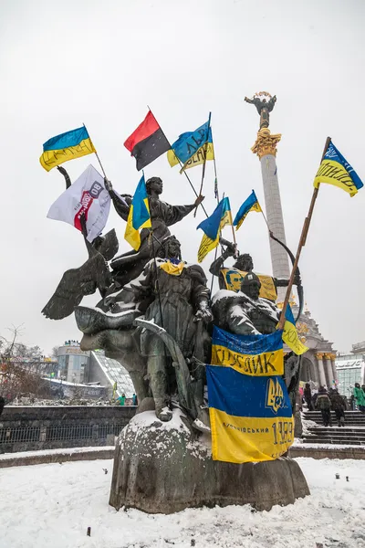 Протест против президента Януковича на Евромайдане в Киеве — стоковое фото