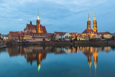 Katedral ada akşam wroclaw, Polonya