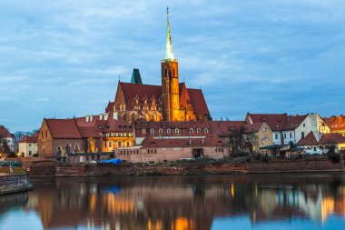 Katedral ada akşam wroclaw, Polonya