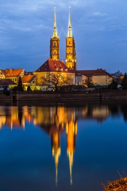 Katedral ada akşam wroclaw, Polonya