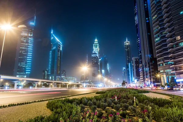 Dubai Dowtown at ngiht — Stock Photo, Image