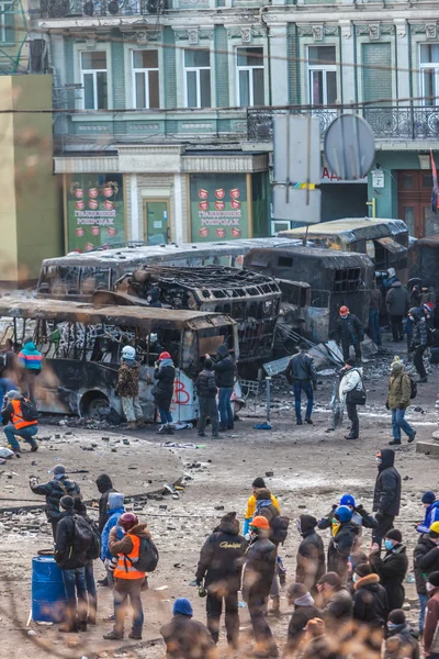 在乌克兰的"专政"抗议变得暴戾 — 图库照片