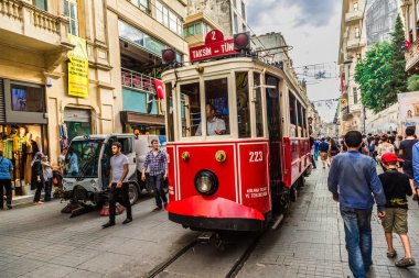 eski kırmızı tramvay taksim, Istanbul, Türkiye