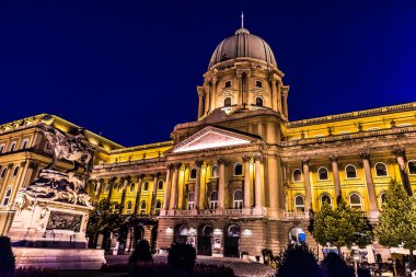 Budapeşte, Macaristan'da gece buda Kalesi Shot