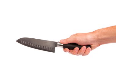 izole bir mutfak kinfe elini tutuyor