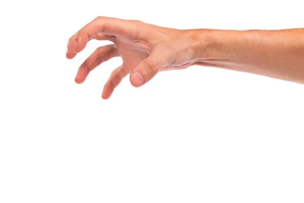 Mężczyzna ręka sięgania po coś na biały — Zdjęcie stockowe