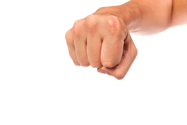 Males hand with a clenched fist isolated — Stock Photo, Image