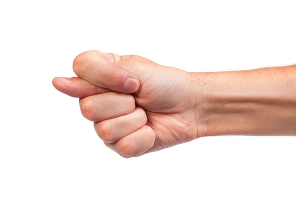 Hand is showing a fig sign isolated on white — Stock Photo, Image