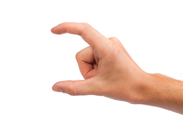 Male hand reaching for something on white — Stock Photo, Image