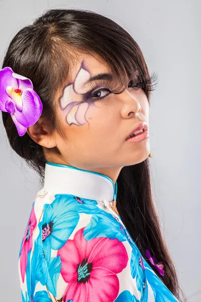 Beautiful asian woman wears a national dress — Stock Photo, Image