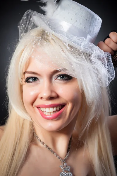 Portrait of a sexy woman  in a vintage hat — Stock Photo, Image