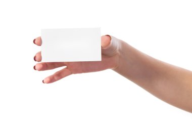Boş kartvizit tutan işkadını'nın el