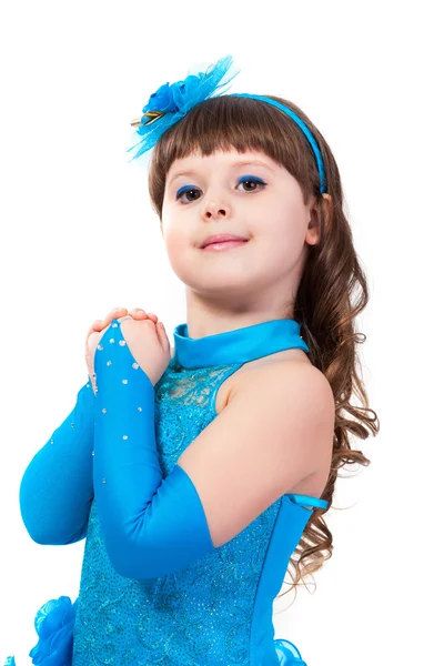 Sorrindo menina em princesa vestido de mãos apertadas — Fotografia de Stock