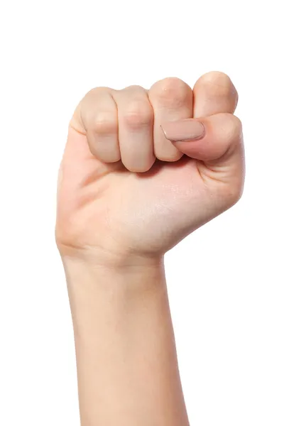 Main féminine avec un poing serré — Photo